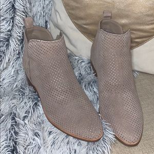 Dolce Vita Tan Color Perforated Suede Booties